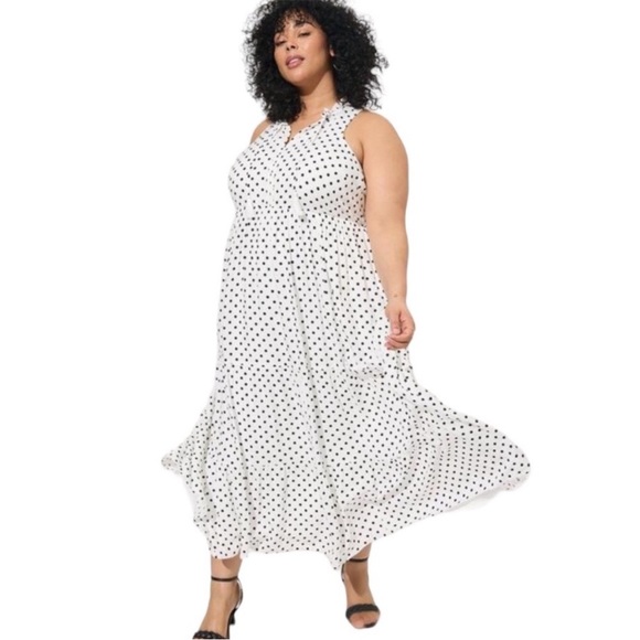 TORRID white and black polka dots dress - Picture 1 of 9